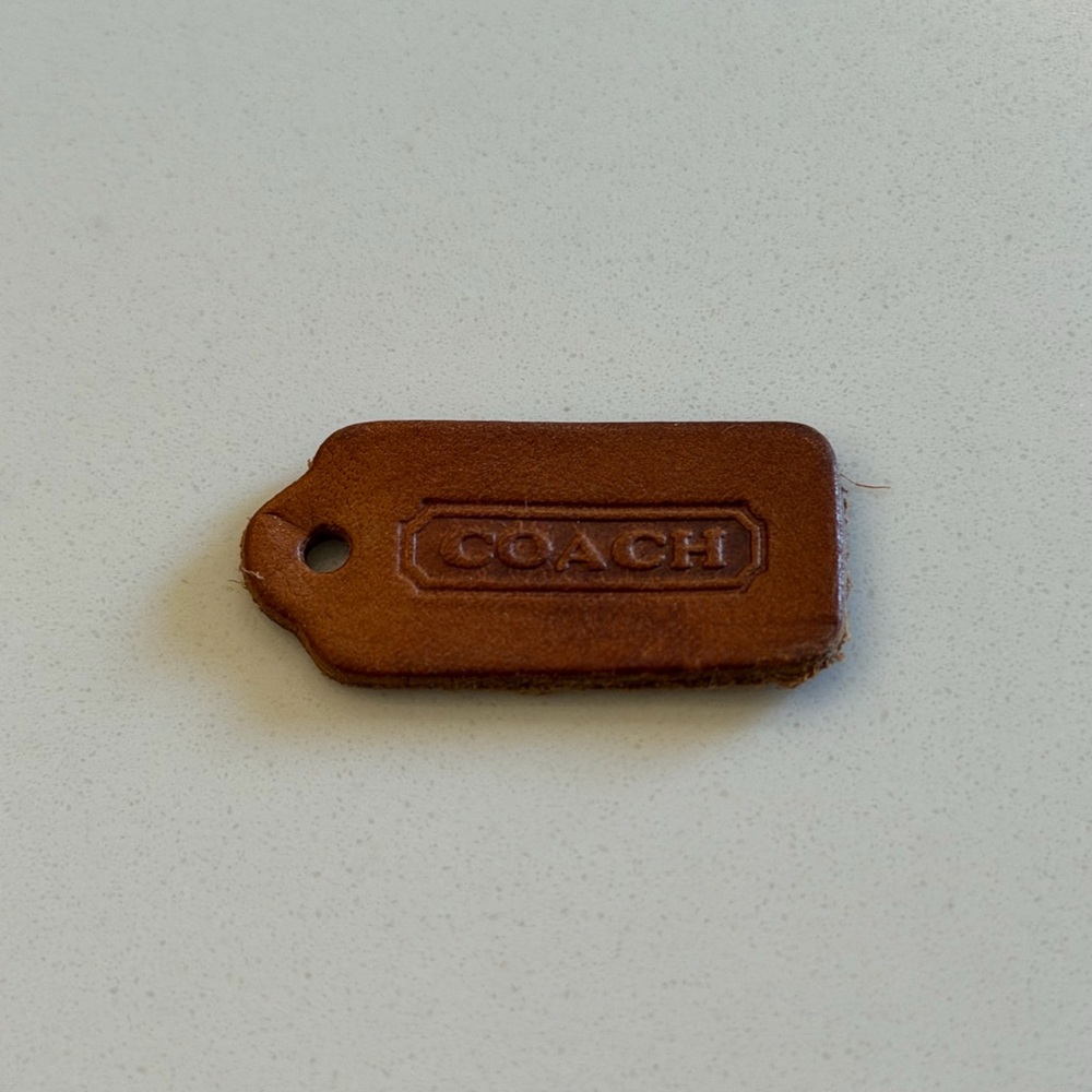 Vintage Coach Tan Leather Bag Tag